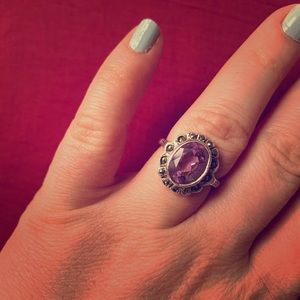 Antique amethyst & sterling silver ring
